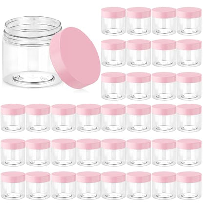 36 Pack 6 OZ Plastic Jars Clear Cosmetic Container with Lids (36 Count)