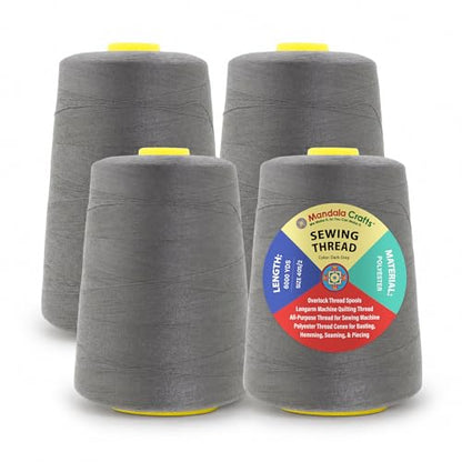 40S 2 Dark Gray Polyester 4 Pack of Serger Threads Cones (24000 Foot)