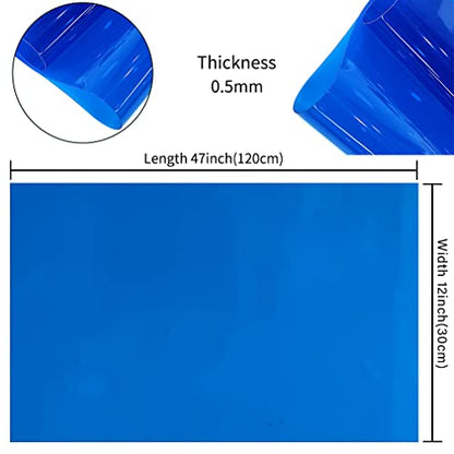 HYANG Blue Transparent PVC Super Clear Holographic Vinyl Faux Leather Sheets 1 Roll 12" x 47"