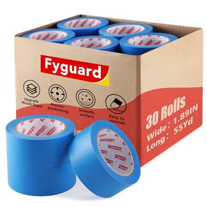 30 Rolls Blue Painters Tape 2 Inch Wide Bulk Masking Tape for Wall Painting