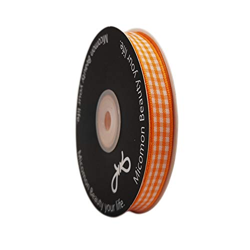 Orange Gingham Plaid Checked Ribbon 25 Yard Each Roll 100% Polyester (75 Foot)
