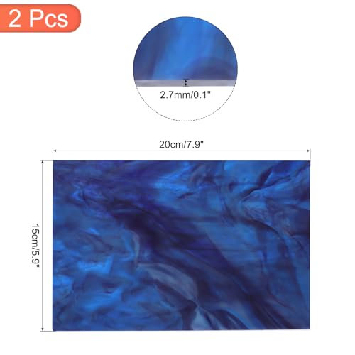 2 Pcs Stained Glass Sheet Mosaic Tile 7.9 Inch x 5.9 Inch Dark Blue Stained Glass Sheets for Crafts DIY Art Project