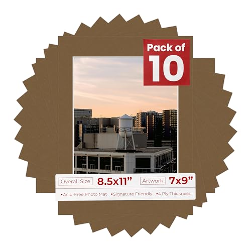Pack of Ten 8.5x11 Mats Bevel Cut for 7x9 Photos (10 Count)
