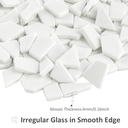 White Mosaic Tiles for Crafts Bulk (7.05 Ounce)