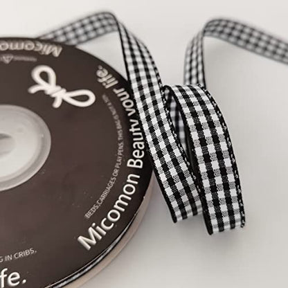 Buffalo Check Ribbon Black and White Gingham Ribbon 25 Yards for Crafts 3 (75 Foot)