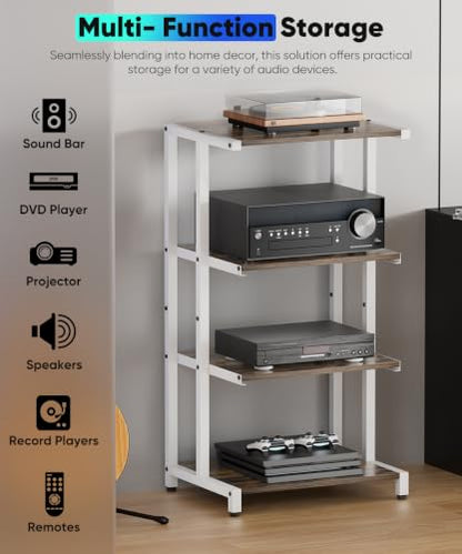 4 Tier Wooden Media Stand