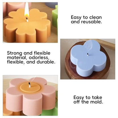 3 Pack Flower Silicone Molds for Candle (4 Count)