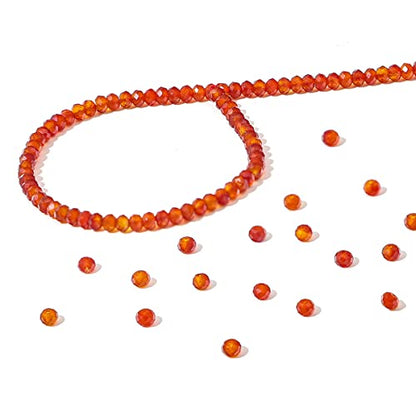 Natural Red Agate Beads 4x2mm 120pcs Faceted Rondelle Loose Semi Gemstone Beads for Jewelry Making Design (120 Count)