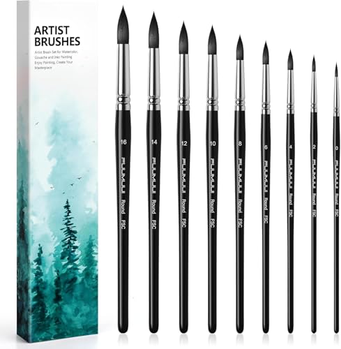 Watercolor Brushes Professional (9 Count)