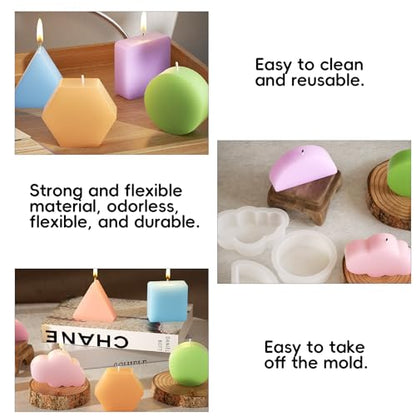 3 Pack Geometric Silicone Molds for Candles (6 Count)