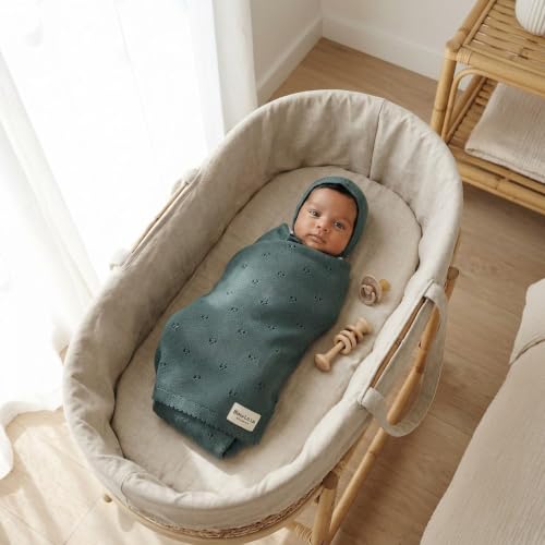 100% Luxury Organic Cotton Pointelle Knit Baby Quilt Blanket