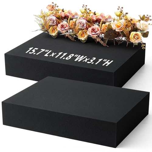 2 Pcs Black Reusable Floral Foam Blocks Water Weather Resistant Dry Floral Foam for Artificial Flower Arrangements Outdoor Hanging Florist Plant Bases for DIY Wedding