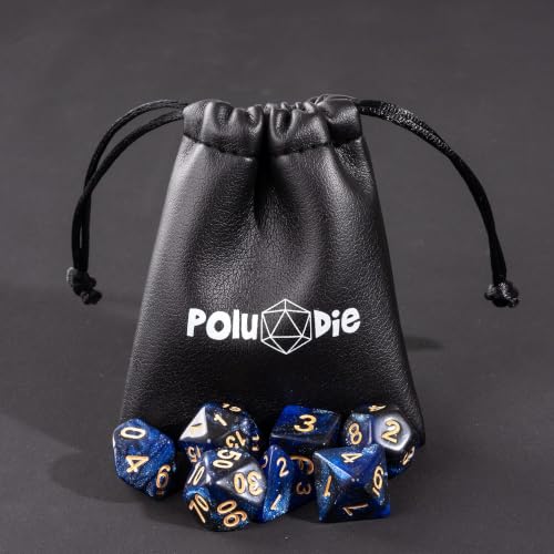 7 Die DND Dice Set Polyhedral Dice Set with a Leather Dice Bag (7 Count)