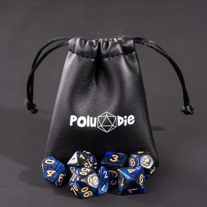 7 Die DND Dice Set Polyhedral Dice Set with a Leather Dice Bag (7 Count)