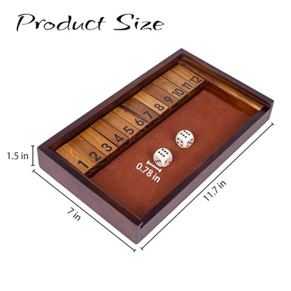 Shut The Box Game with 12 Pcs Wooden Numbers