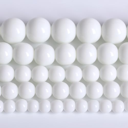 4MM Natural Stone White Porcelain Agate Beads Round Loose Stone Beads for Jewelry and Bracelets Making 90pcs 1 Strands 16"