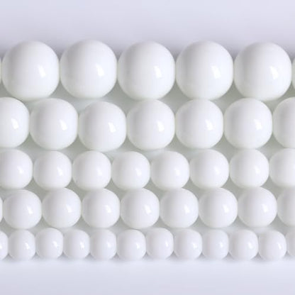 4MM Natural Stone White Porcelain Agate Beads Round Loose Stone Beads for Jewelry and Bracelets Making 90pcs 1 Strands 16"