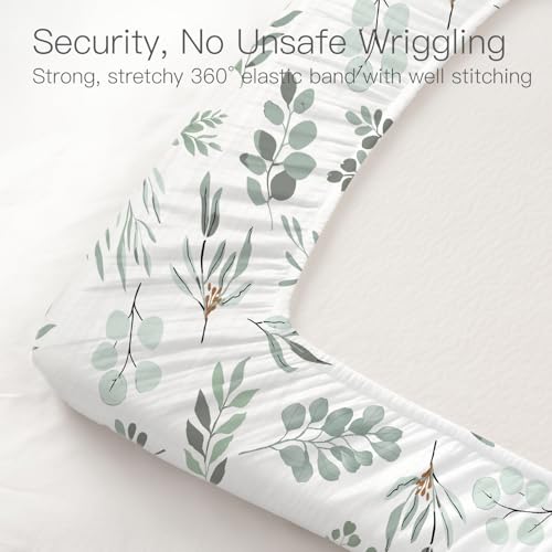 Organic Crib Sheets Fitted Crib Mattress Sheet 2 Pack 52x28 Inches 100% Muslin Cotton for Baby Girls & Boys (2 Count)