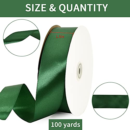 100 Yard Dark Green Satin Ribbon 1 (300 Foot)