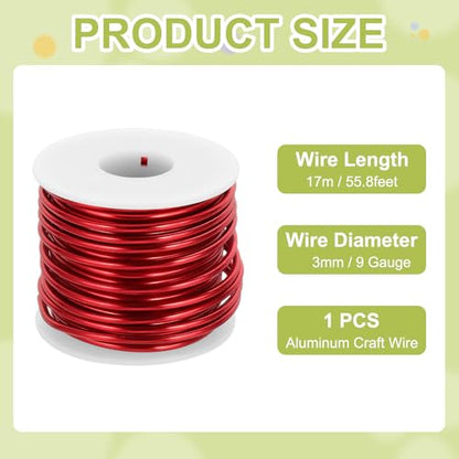 9 Gauge Anodized Aluminum Craft Wire Bendable Bonsai Training Wire 56 Feet 3mm for Sculpting Crafts Wreath Floral Beading Jewelry Making