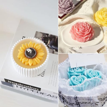 9PCS 3D Flower Candle Making Molds Moldes de Silicona para Velas