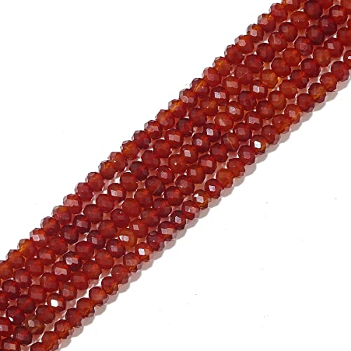 Natural Red Agate Beads 4x2mm 120pcs Faceted Rondelle Loose Semi Gemstone Beads for Jewelry Making Design (120 Count)