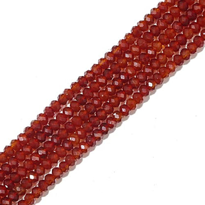 Natural Red Agate Beads 4x2mm 120pcs Faceted Rondelle Loose Semi Gemstone Beads for Jewelry Making Design (120 Count)