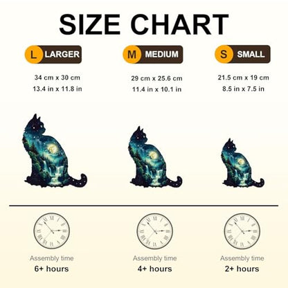 Cat Puzzles Forest Waterfall Nature Landscape Scenery Puzzle Adults Gift for Women Men Cat Lovers Wooden 70 Pieces