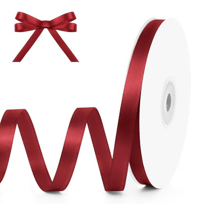 3 8" x 50 Yards Wine Red Satin Ribbon Crafts Gift Wrapping