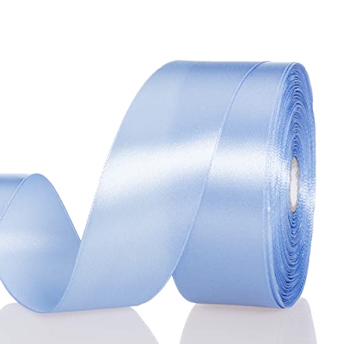 1 1 2 Inch Sky Blue Solid Satin Ribbon for Gift Wrapping (150 Foot)