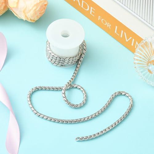 3.28 Feet(1m) 304 Stainless Steel Link Chains with Spool Snake Chain Unfinished Necklace Chain for Jewelry Making DIY Craftings - 4.8mm