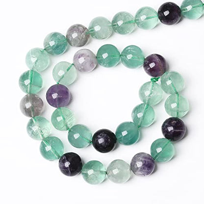 46pcs 8mm Natural Stone Beads Fluorite Gemstone Round Loose Beads for Jewelry Making DIY Bracelet Necklace 15" (16 Count)