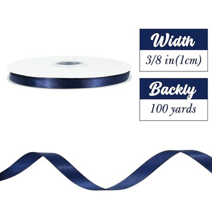 100yds 3 8 Inch Navy Blue Satin Ribbon for Craft Gifts Wrapping