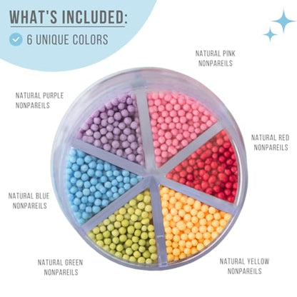 Dye Free Rainbow Nonpareils 6 Cell Set (2.75 Ounce)