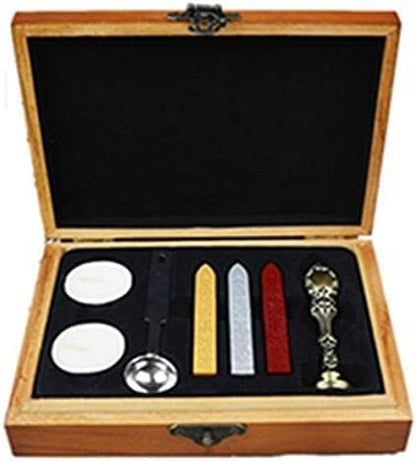 Vintage Santa Claus Monogram Wedding Wax Seal Stamp Melting Spoon Stick Candle Wooden Christmas Gift Box Invitation Embellishment Gift Wrap Package Custom Logo Word Sealing Wax Stamp Set