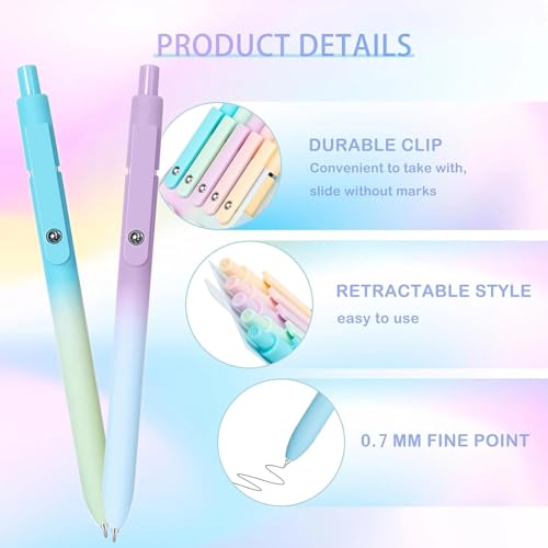 Gel Pens 5pcs 0.7mm Quick Dry Black Ink Fine Point Pens With Smooth Writing (5 Count)