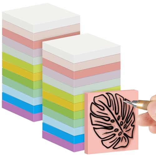 24 Pcs 2" x 2" Rubber Carving Block Printmaking Stamp (24 Count)