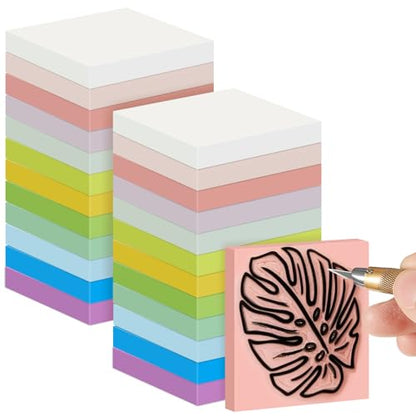 24 Pcs 2" x 2" Rubber Carving Block Printmaking Stamp (24 Count)
