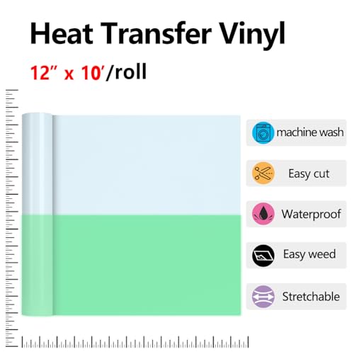 RENLITONG Luminous Green Glow in The Dark Heat Transfer Vinyl HTV Rolls (11.2 Ounce)