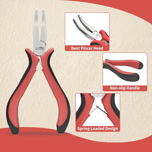 5-Pack 5-Inch Bent Nose Pliers for Jewelry Making, Spring Loaded (5 Count)