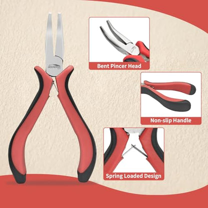 5-Pack 5-Inch Bent Nose Pliers for Jewelry Making, Spring Loaded (5 Count)