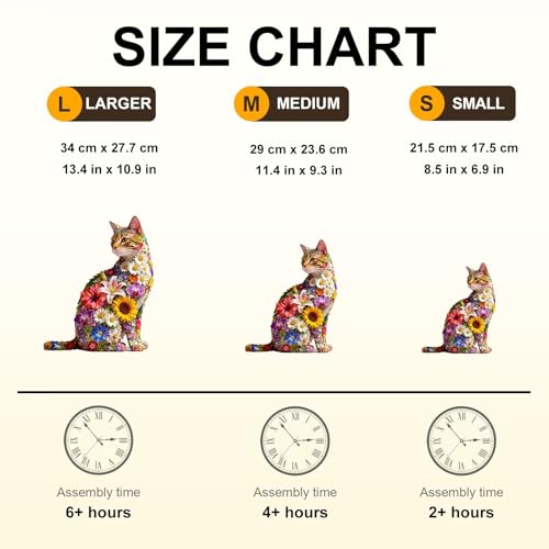 Floral cat Puzzles Adults Gifts Wooden 115 Pieces 11.4 * 9.3in (115 Count)