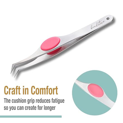 High Precision Angled Tip Tweezers with Cushion Grip