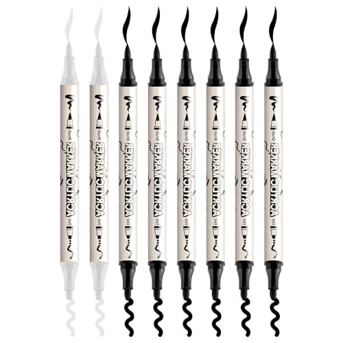 6 Black and 2 White Paint Markers Bold and Brush Dual (8 Count)