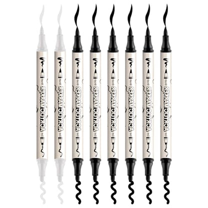 6 Black and 2 White Paint Markers Bold and Brush Dual (8 Count)