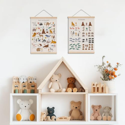 Cute Animal Number Chart Alphabet Poster Hanger