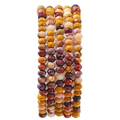Natural Mookaite Jasper Beads 4x2mm 120pcs Faceted Rondelle Loose Semi Gemstone Beads for Jewelry Making Design (120 Count)