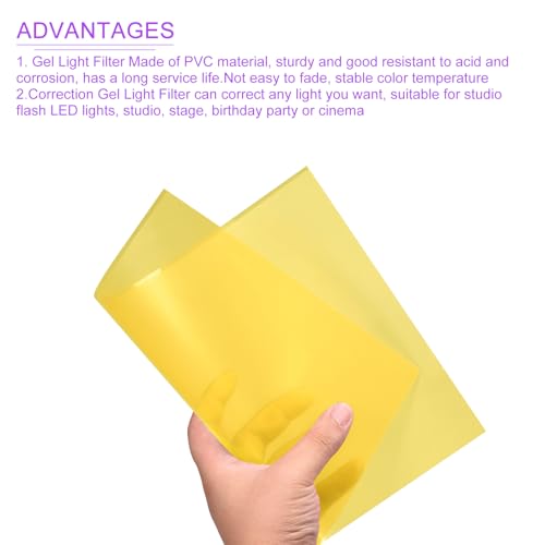 4Pcs Correction Gel Light Filter Overlay Transparent Plastic PVC Sheets Yellow for Photo