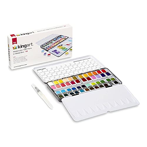 PRO Artist Tin Box with Water Brush Watercolor Half (48 Count)