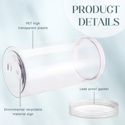 12 Pack 32 oz Plastic Container Jars with Lids Round Clear Travel Cosmetic Container Slime Jars for Toiletries (12 Count)